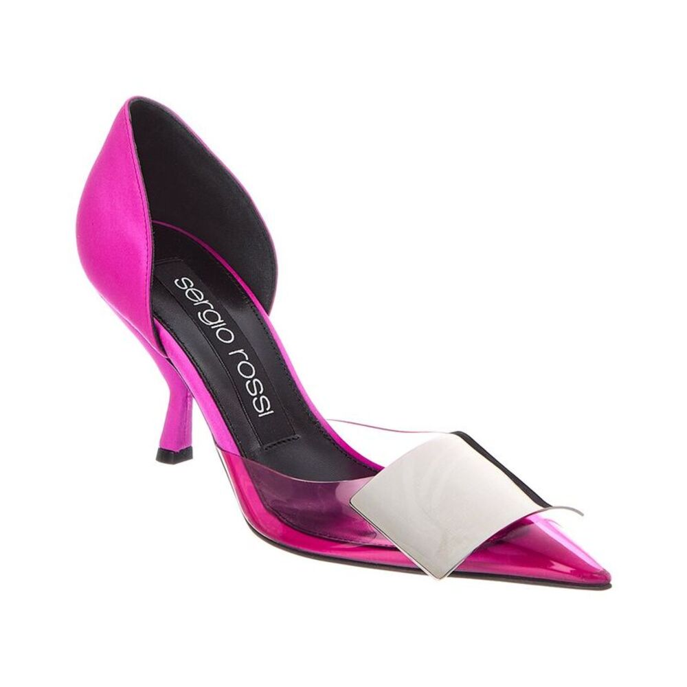 Sergio Rossi 76 Satin & Vinyl Pump, Pink